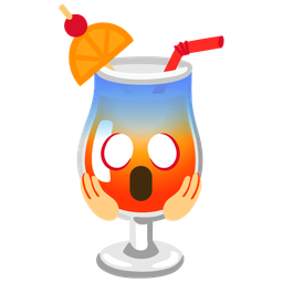 Tropical drink and Face screaming in fear