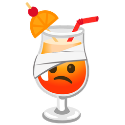 Tropical drink and Face with head-bandage