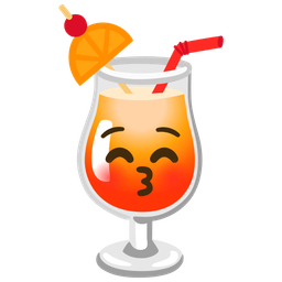 Tropical drink and Kissing face with closed eyes