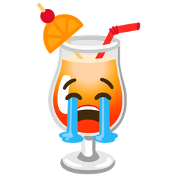 Tropical drink and Loudly crying face