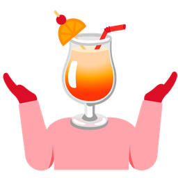 Tropical drink and Person shrugging