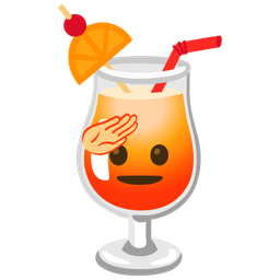 Tropical drink and Saluting face