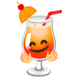 Tropical drink and Smiling face with open hands