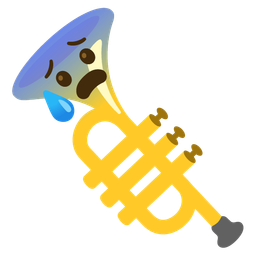 Trumpet and Anxious face with sweat