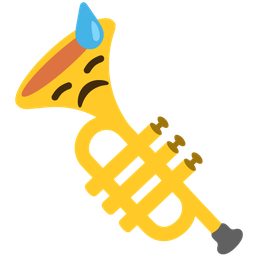Trumpet and Downcast face with sweat