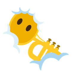 Trumpet and Face in clouds