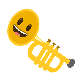 Trumpet and Grinning face with big eyes