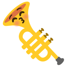 Trumpet and Kissing face with closed eyes