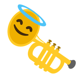 Trumpet and Smiling face with halo