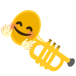 Trumpet and Smiling face with open hands