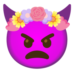 tulip and angry face with horns