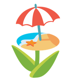 tulip and beach with umbrella