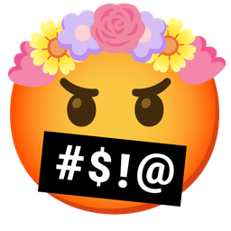 tulip and face with symbols on mouth