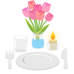 tulip and fork and knife with plate