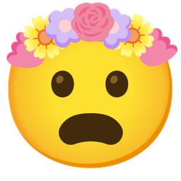 tulip and frowning face with open mouth