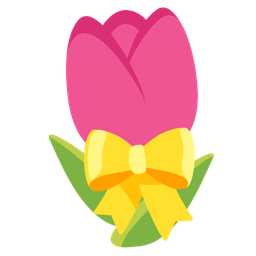 tulip and heart with ribbon