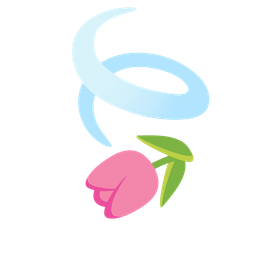 tulip and leaf fluttering in wind