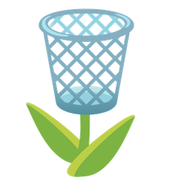 tulip and wastebasket