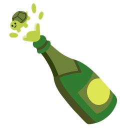 turtle and bottle with popping cork