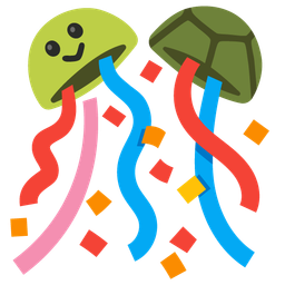 turtle and confetti ball