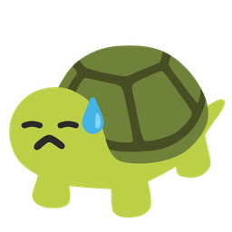 turtle and downcast face with sweat