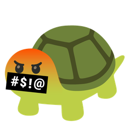 turtle and face with symbols on mouth