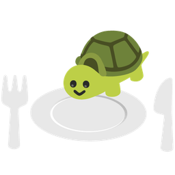 turtle and fork and knife with plate