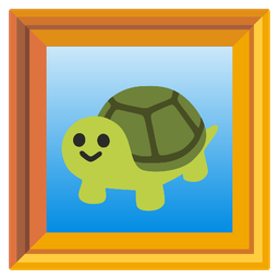 turtle and framed picture
