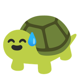 Turtle and Grinning face with sweat