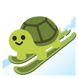 turtle and skis