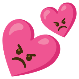 Two hearts and Angry face