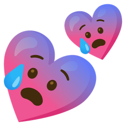 Two hearts and Anxious face with sweat