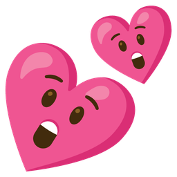 Two hearts and Astonished face