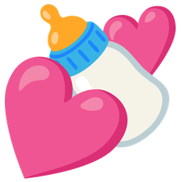 two hearts and baby bottle
