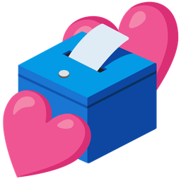 Two hearts and Ballot box with ballot