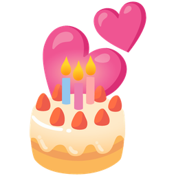 two hearts and birthday cake