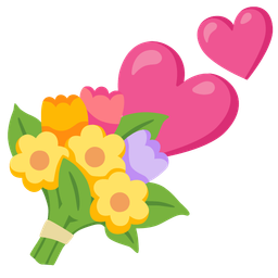 two hearts and bouquet