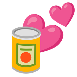 two hearts and canned food