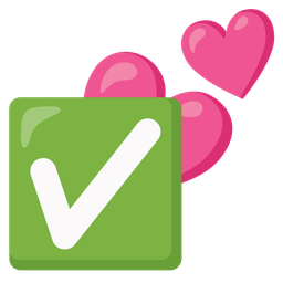 two hearts and check mark button