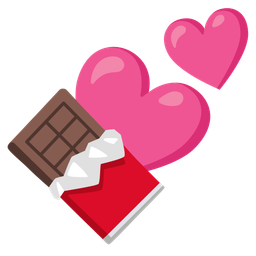 two hearts and chocolate bar