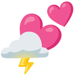 two hearts and cloud with lightning
