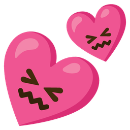 Two hearts and Confounded face