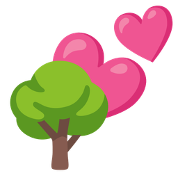 two hearts and deciduous tree