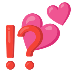 two hearts and exclamation question mark
