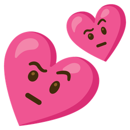 two hearts and face with raised eyebrow