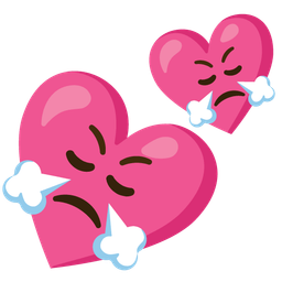 Two hearts and Face with steam from nose