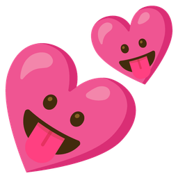 Two hearts and Face with tongue