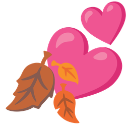 two hearts and fallen leaf