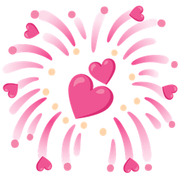 two hearts and fireworks