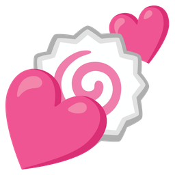 two hearts and fish cake with swirl